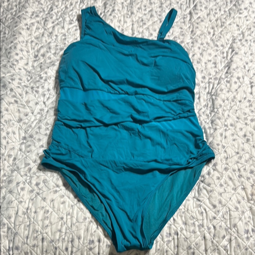NWT Teal One-Shoulder Women Swim One Piece